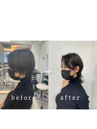 ショート カラー レイヤーウルフ エクステ磯部のヘアスタイル