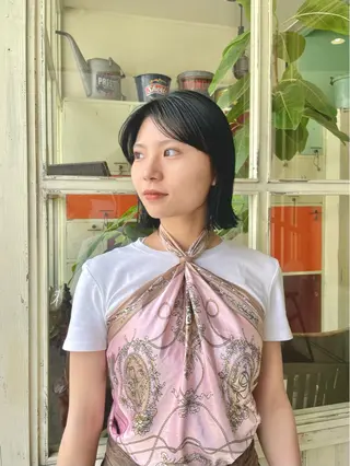 ミディアム カラー パーマ sourire  西大分所属・Sourire西大分 ☘️いけだ　あおいのヘアスタイル