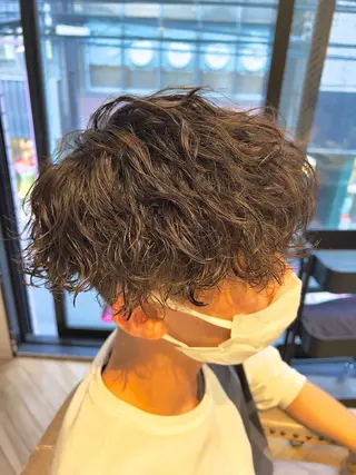 ミディアム パーマ メンズ メンズ特化 ナカネ カツヤのヘアスタイル