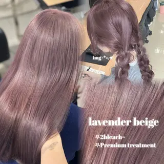 セミロング カラー ヘアアレンジ 🤍淡色ピンク&ラベ ンダーYUKI🤍のヘアスタイル