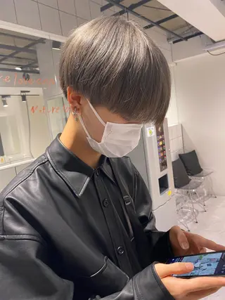 ミディアム パーマ メンズ 艶カラー の達人のヘアスタイル