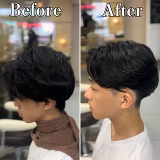 ミディアム パーマ メンズ 🔮メンズ縮毛矯正 毛流れパーマ💎竹永のヘアスタイル