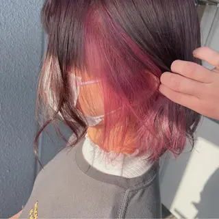 ショート カラー ヘアアレンジ なつき/艶ピンク/ girly hairのヘアスタイル