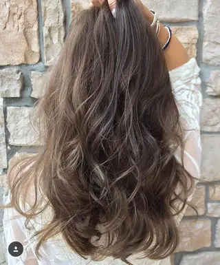 セミロング カラー パーマ ヘアアレンジ チビ編み込みエクステ シールEXどぅ〜すのヘアスタイル