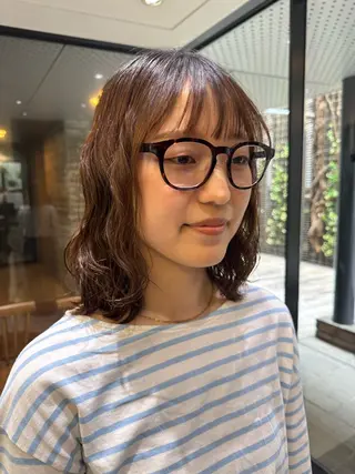 ミディアム コテ巻き風/ボブ パーマ🌼杉田 萌恵のヘアスタイル