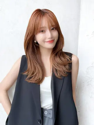 セミロング カラー 顔周り/くびれヘア 韓国ヘア💕風間るなのヘアスタイル
