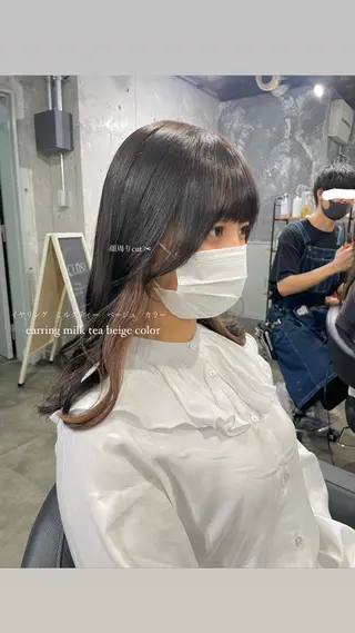 セミロング カラー パーマ ヘアアレンジ メンズ キッズ ネイル マツエク・マツパ アイブロウ 透明感カラー・レイヤ ー🎀amika🎀のヘアスタイル