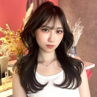 ロング カラー 山崎/ボブ縮毛矯正 レイヤー髪質改善のヘアスタイル