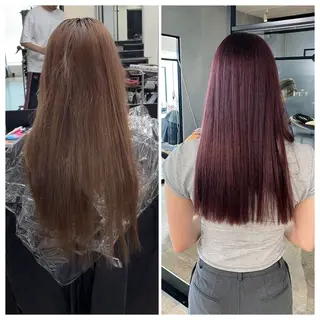 ロング け んブリーチ縮毛矯正のヘアスタイル