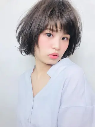 ミディアム カラー パーマ マツオカ ケンシロウのヘアスタイル