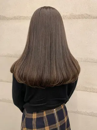 セミロング カラー 透明感/オリーブ/ グレージュ/YUKAのヘアスタイル