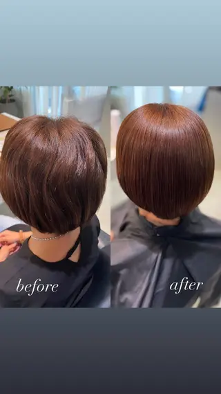 ショート 艶カラー/ ストレート/くるみのヘアスタイル