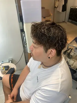 ショート パーマ メンズ フェードカット/メン ズパーマ/森巧真のヘアスタイル