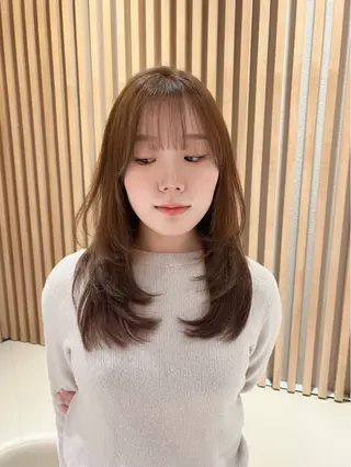 ロング カラー レイヤー/韓国 ハイトーン興津史弥のヘアスタイル