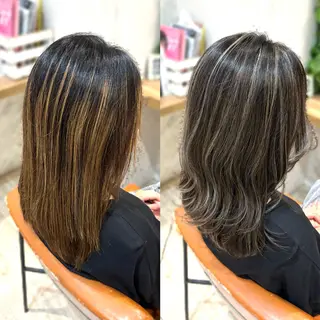 セミロング カラー 💙mai🫧 縮毛矯正・ハイライトのヘアスタイル