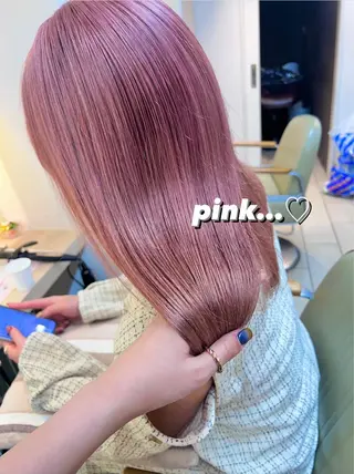 セミロング カラー ヘアアレンジ ハイトーンピンク🍑 ブリーチ🍑RINAのヘアスタイル