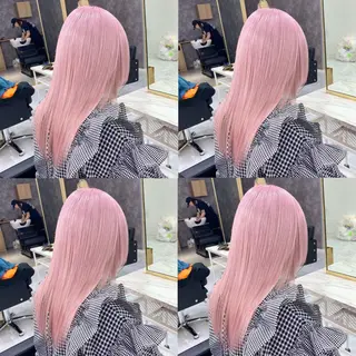 ロング カラー パーマ ヘアアレンジ メンズ キッズ ネイル マツエク・マツパ アイブロウ ハイトーン/ピンク 💗モモ໒꒱のヘアスタイル