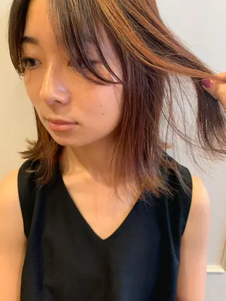 ミディアム カラー ヘアアレンジ la fith所属・rico_by ヘアとアイブロウのヘアスタイル