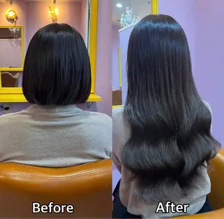 ロング シール＋ちび編み込み エクステ梅田🐨のヘアスタイル