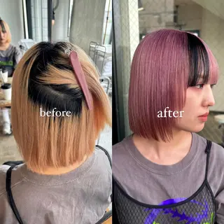 セミロング 💫miyu💫デザ インカラー/アレンジのヘアスタイル