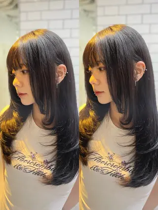 ロング ワンホンレイヤー 福岡天神RAIRAのヘアスタイル