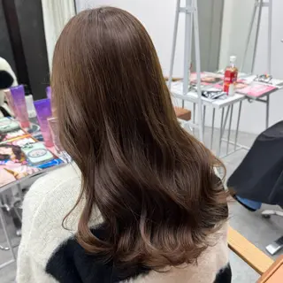 セミロング カラー ヘアアレンジ ブリーチなしカラー /ベージュ/安形翔のヘアスタイル