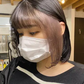 ショート カラー ヘアアレンジ 切りっぱなしボブ/ デザインカラー店長のヘアスタイル