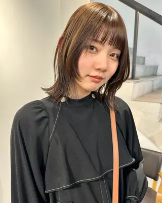 ミディアム カラー 顔周りカット/透明感 カラー✂️MEIのヘアスタイル