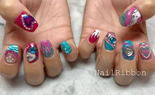 ネイル ネイルリボン 受付スタッフのネイルデザイン
