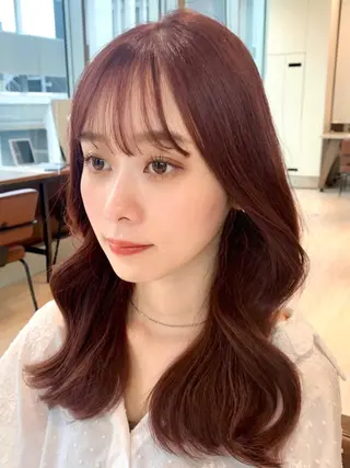 ミディアム カラー 韓国ヘア♡ 顔まわりカットayaのヘアスタイル