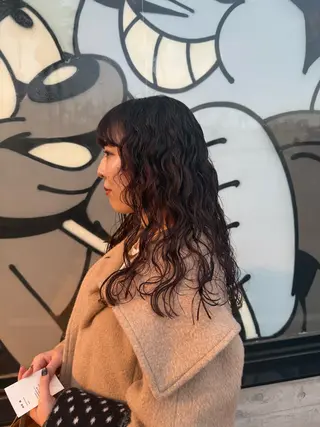 セミロング デジタルパーマ ウェーブパーマ/神野のヘアスタイル