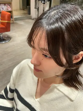 ミディアム パーマ 岡田 真弥のヘアスタイル