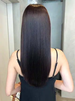 セミロング カラー 前髪/顔まわりカット 艶髪/髪質改善/縮毛のヘアスタイル