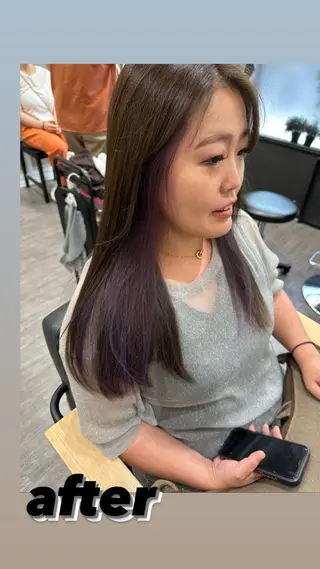 セミロング カラー 艶髪レイヤー上田 紗也🇰🇷💗のヘアスタイル