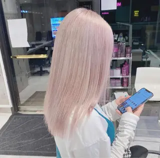 ロング カラー パーマ ヘアアレンジ メンズ キッズ ネイル マツエク・マツパ アイブロウ ハイトーン/ピンク 💗モモ໒꒱のヘアスタイル