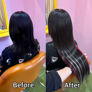 ロング シール＋ちび編み込み エクステ梅田🐨のヘアスタイル