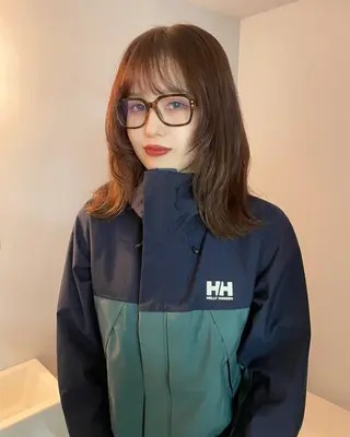 セミロング カラー パーマ カットモデル/ ハイトーン/ゆうあのヘアスタイル