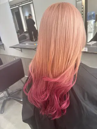 ロング ブリーチなしWカラー ヘアセット菜希のヘアスタイル