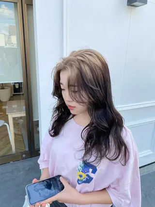 セミロング カラー yate'/ Wカラー/小出捷也のヘアスタイル