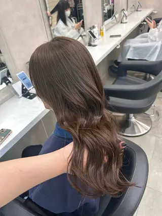 ロング カラー パーマ ヘアアレンジ メンズ キッズ ブリーチなしカラー/ ブラウン/レイヤーのヘアスタイル