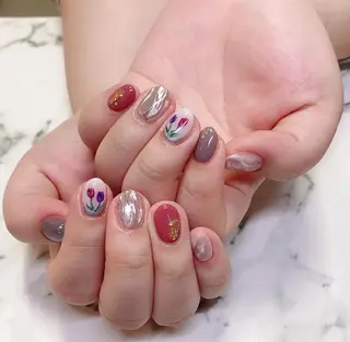 ロング カラー ネイル Q Free nailsのネイルデザイン