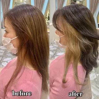 セミロング カラー パーマ ヘアアレンジ メンズ キッズ ネイル マツエク・マツパ アイブロウ 《褒められる》 透明感カラー/小嶋のヘアスタイル