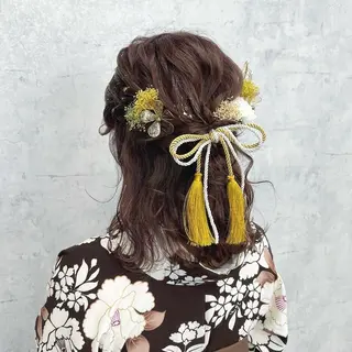 セミロング ヘアアレンジ JUNSHIN🦋 ヘアセット／カラーのヘアスタイル