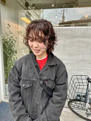 ショート カラー パーマ パーマ/透明感カラー /ボブ/吉田一生のヘアスタイル