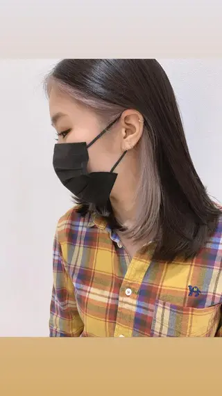 ミディアム カラー 韓国風/顔周りカット /髪質改善RYOTAのヘアスタイル