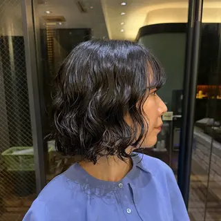 ミディアム パーマ 韓国風パーマ🌿コテ 巻き風パーマ/るいのヘアスタイル