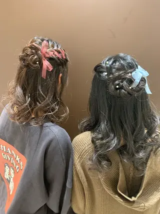 セミロング カラー ヘアアレンジ きむえり/髪質改善 /セット/カラーのヘアスタイル