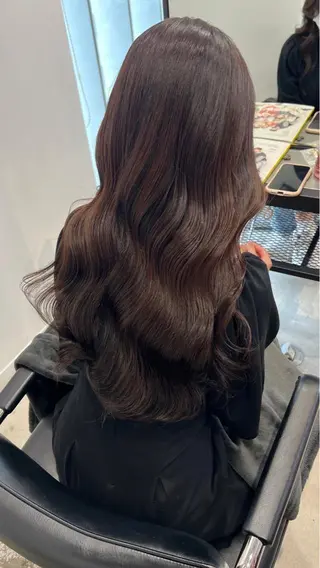 ロング パーマ 🌷ラベンダーピンク 顔まわり🌷ねいろのヘアスタイル