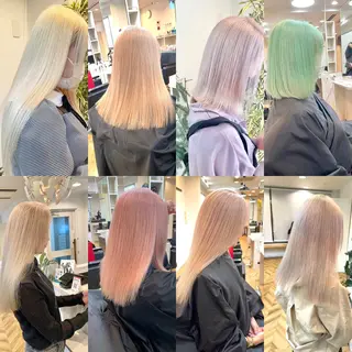 ロング カラー ハイトーン髪質改善 家中貴典のヘアスタイル