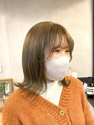 ミディアム カラー パーマ ヘアアレンジ ハル🌸柔色/ ブリーチなし/艶髪のヘアスタイル